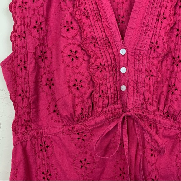 CONVERSE ONE STAR Berry Berry Lace Eyelet SS Top M - Picture 2 of 6